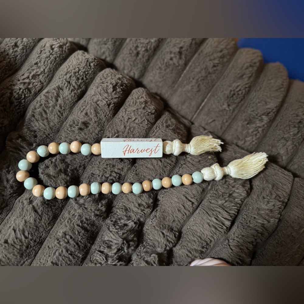 Harvest Wooden Bead Garland with Tassel